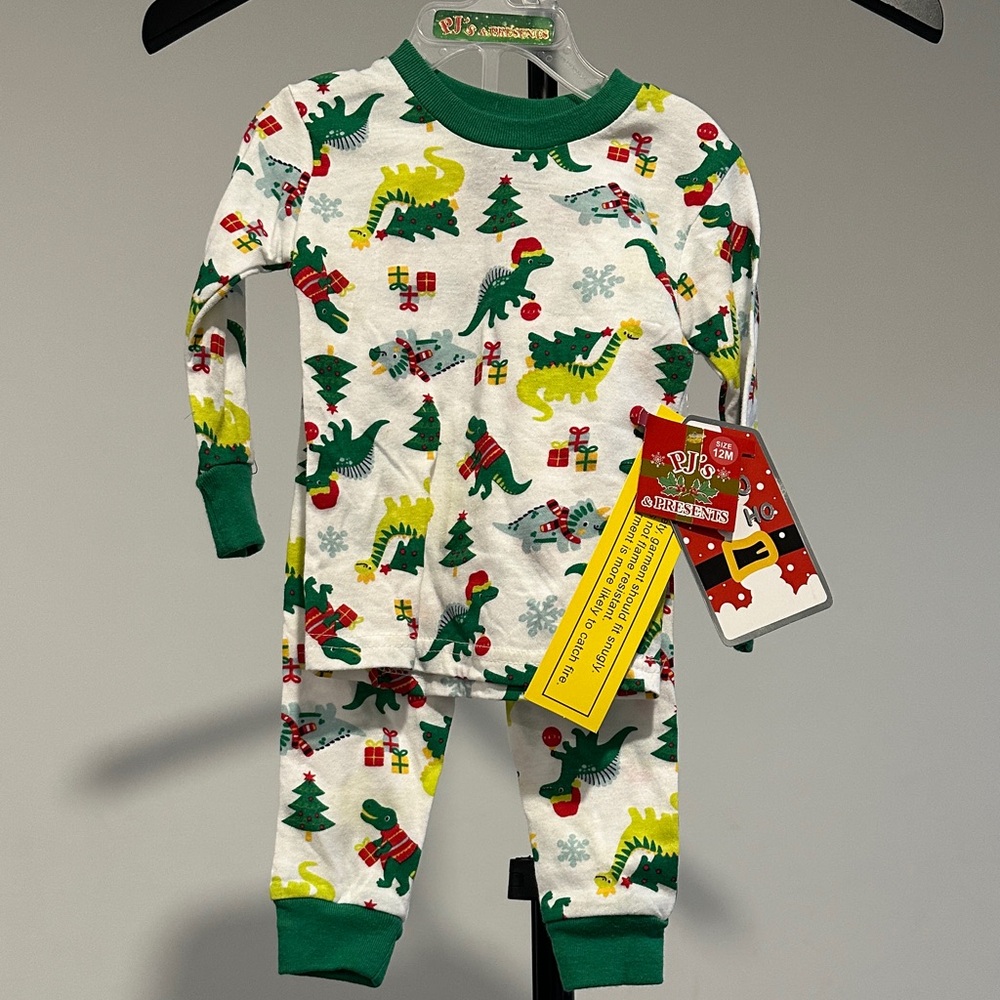 Festive Dinosaur Pajama Set for Kids